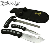 Elk Ridge Gut Hook Skinner, Caper Knife & Saw Hunting Set