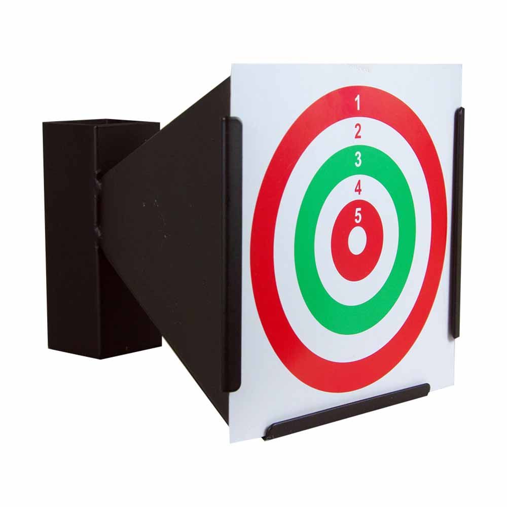 Steel pellet trap with paper target