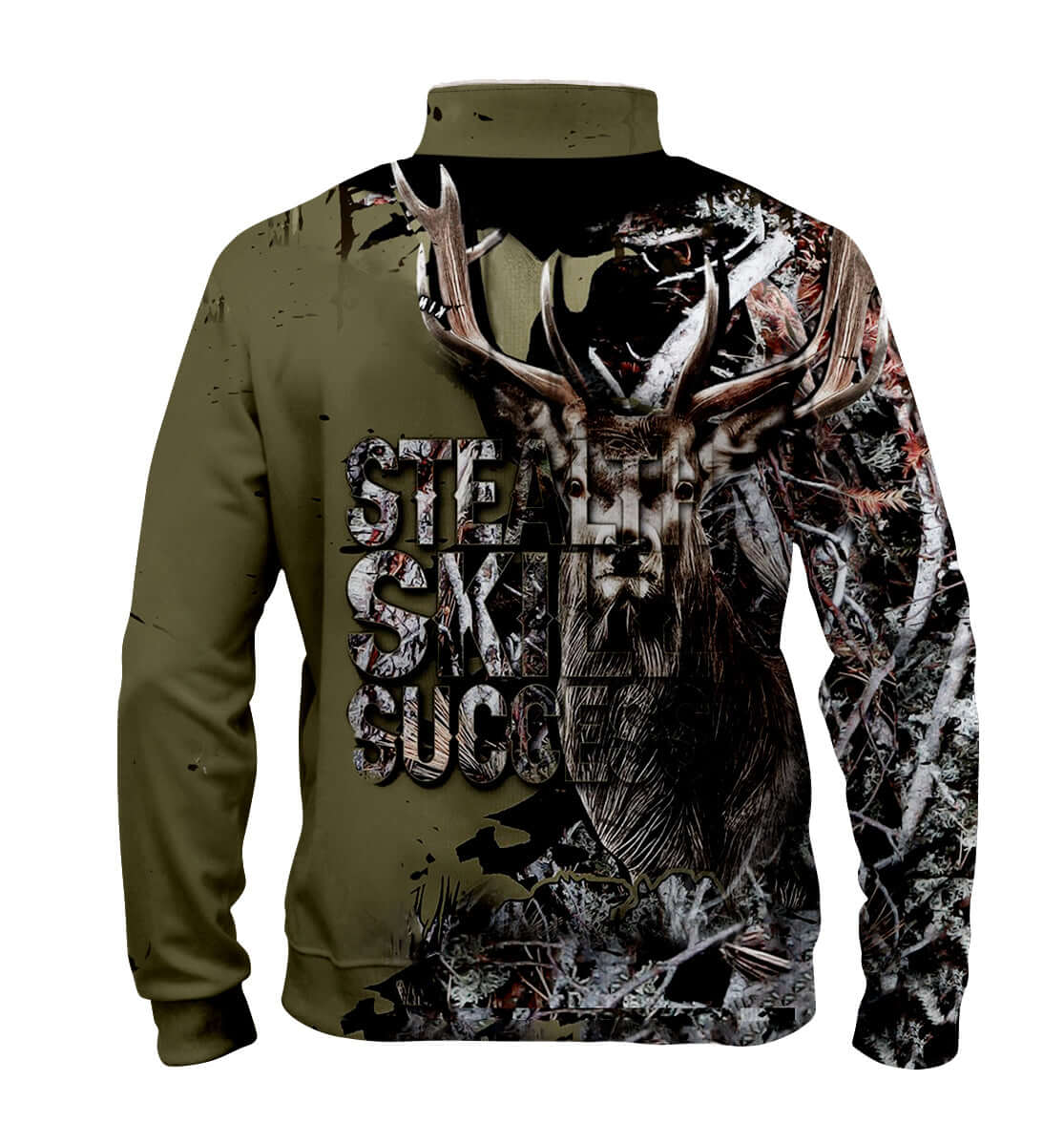Kingfisher Hunting Quarter-Zip Fleece – Deer Camo Print Pullover - Back