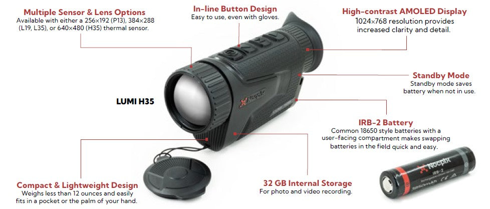 Nocpix LUMI L19 thermal scanner controls and compact body design