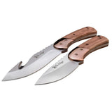 Elk Ridge Hunting Knife Twin Set – Drop Point & Gut Hook | Brown Pakkawood