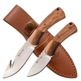 Elk Ridge Hunting Knife Twin Set – Drop Point & Gut Hook | Brown Pakkawood