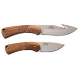 Elk Ridge Hunting Knife Twin Set – Drop Point & Gut Hook | Brown Pakkawood
