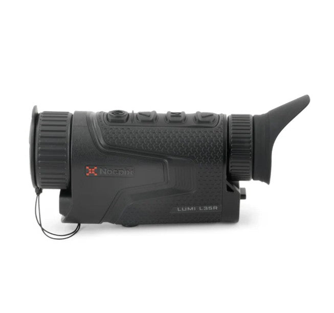 Nocpix LUMI L35R thermal scanner display showing heat detection and distance measurement